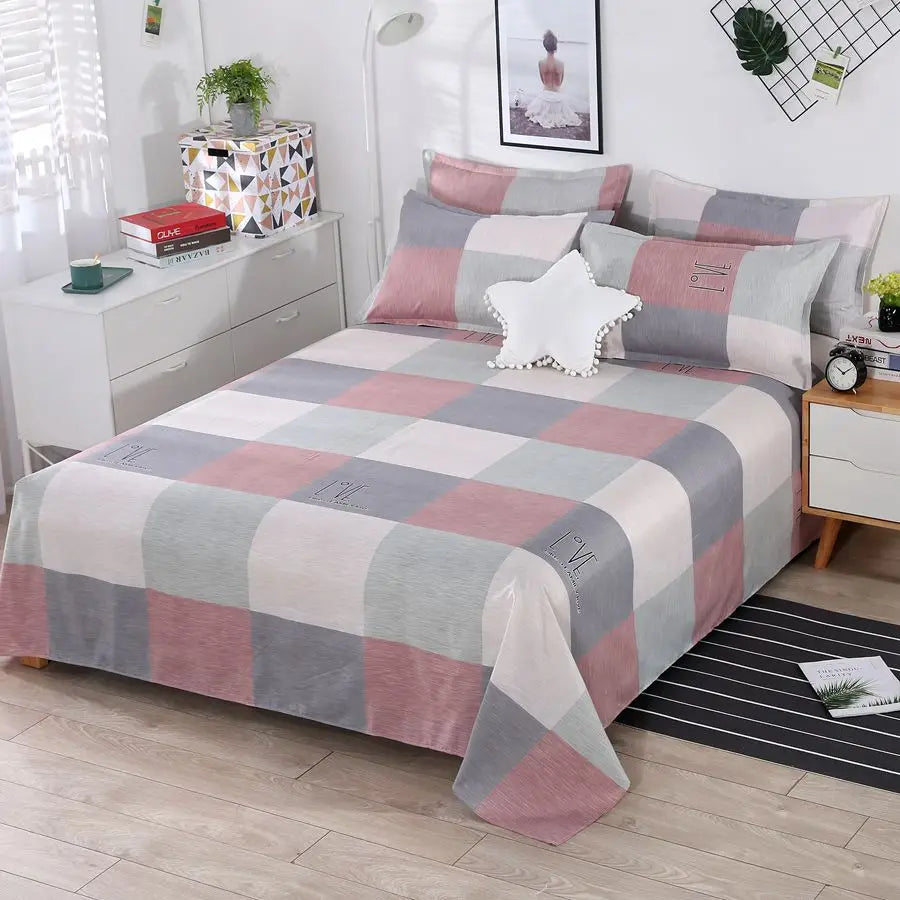 3pcs/Set Home Textile Bed Sheet Set with Pillowcases Cotton Material Lovers Room Bedding Room Flat Sheet