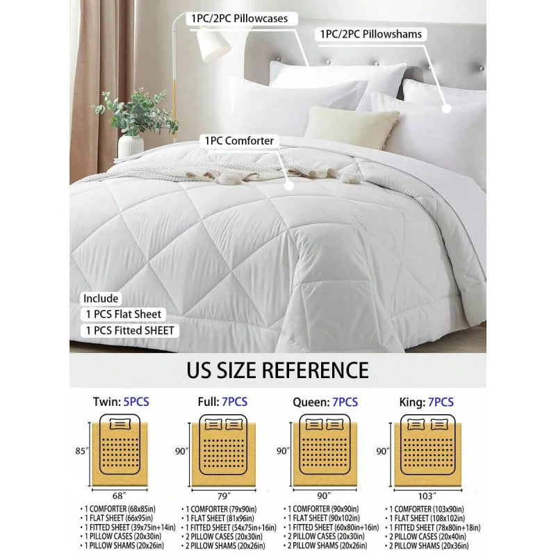 5/7 Piece Solid Color Bed Comforter Set Queen, Creative Geometric Pattern Design, Soft And Comfortable Summer Bedding Set