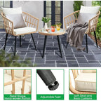 3 Piece Patio Bistro Set, Outdoor Wicker Balcony urniture Sets | Rattan Table and Chairs Set o 2 or Porch Backyard Lawn Poolside