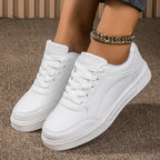 Baasploa Women Casual Sneakers Leather Platform Sneakers Classics Comfort Non-Slip Skateboarding Shoes