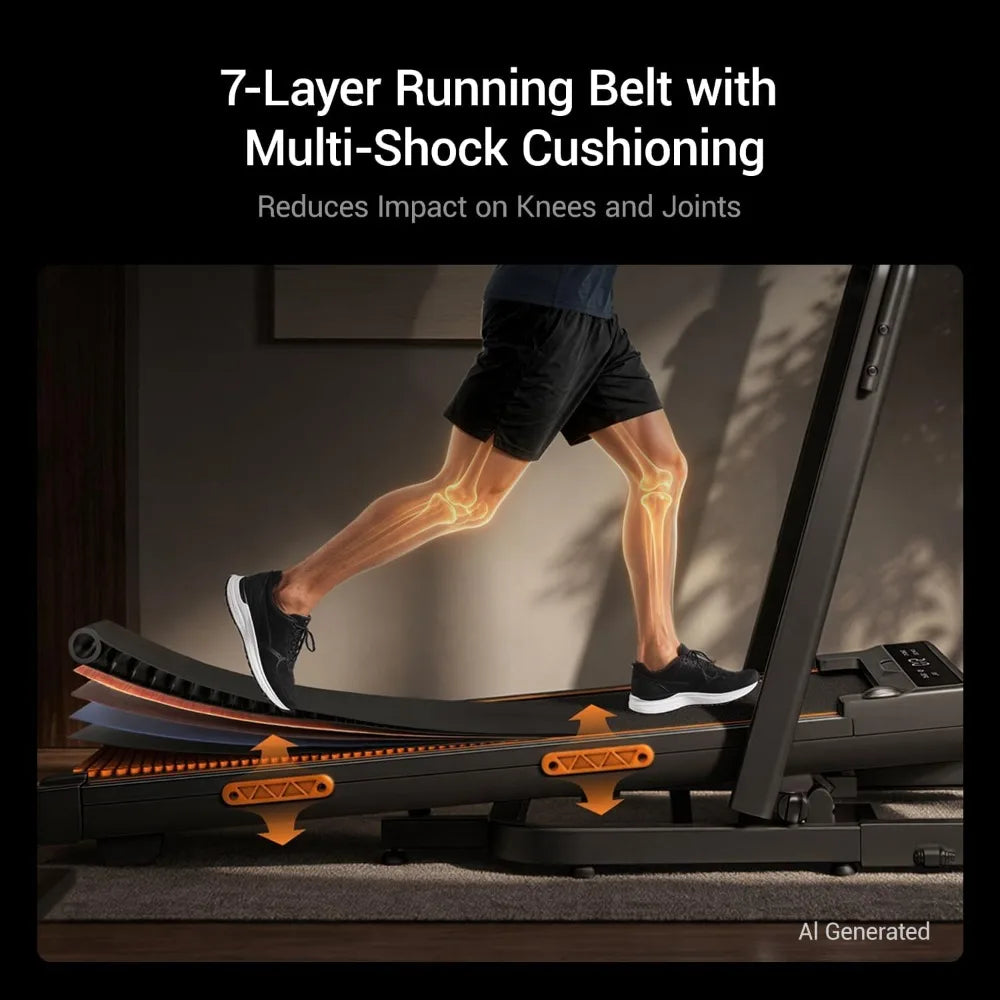 Walking Pad Treadmills: Dual Handle, Stair Mode, LED Display, Quiet 3.0HP, 7-Layer Shock, 400lbs
