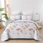 3 Pieces  Yellow Flower Quilt Set Twin Full Queen King Size, Paisley Patchwork Plaid Bedspread Bedding Sets  Coverlet Set.