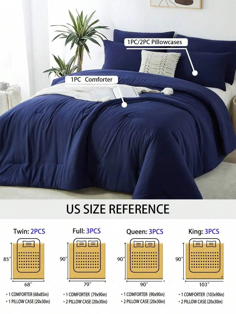 2/3-PCS Bed Comforter Sets Queen, Super Soft, Breathable, Fluffy Summer Bedding Set For All Seasons - Includes 1 Comforter And 1