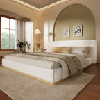 Elegant White Upholstered King Bed with Solid Wood Frame for Ultimate Comfort