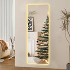 LED Lighted Full Length Vanity Mirror with Rounded Corners, Large Wall Mounted Body Mirror, Illuminated Dressing Mirror for Bedroom Living Room Dressing Room Hotel Decor
