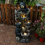 5-Level Outdoor Mountain-Themed Black Bear Climbing Tree Fountain for Garden, Patio, and Deck Relaxation