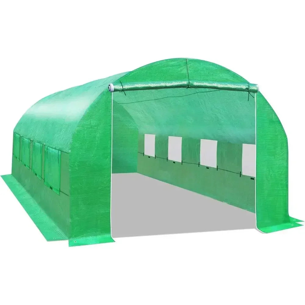 20' x 10' x 7' Greenhouse Cover for Outdoor Hot Garden House with Support Arches for Climbing Plants and Vegetables