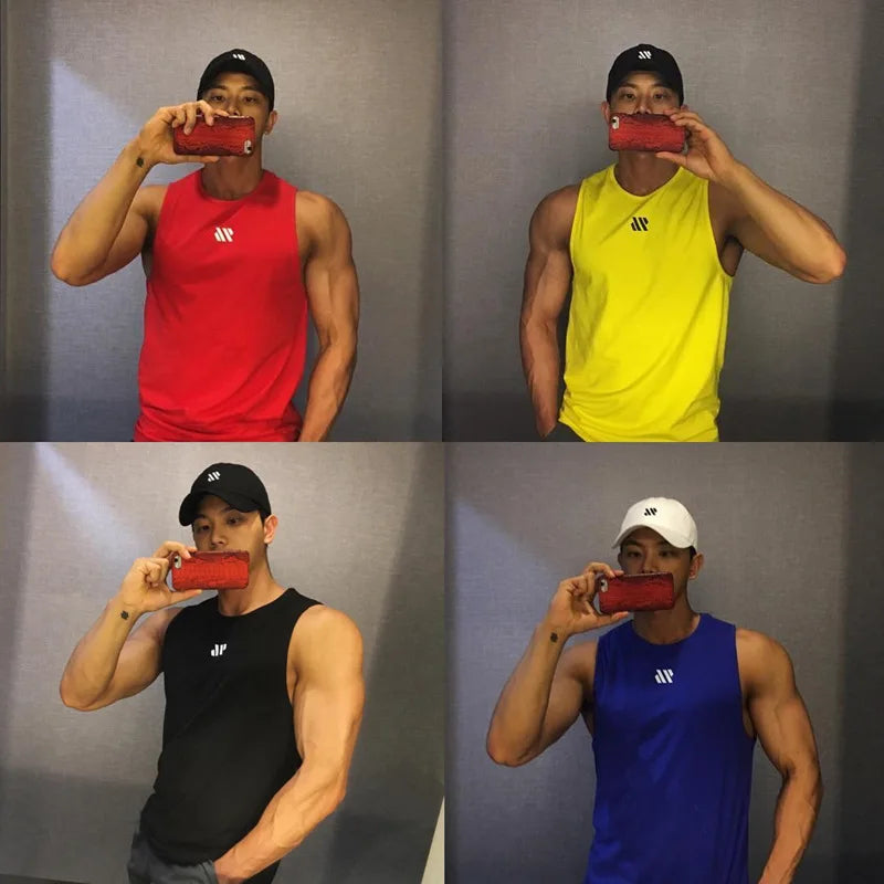 Gitf Men Bodybuilding Tank Tops Gym Workout Fitness Sleeveless Shirt Running Clothing Stringer Singlet Summer Casual Vest