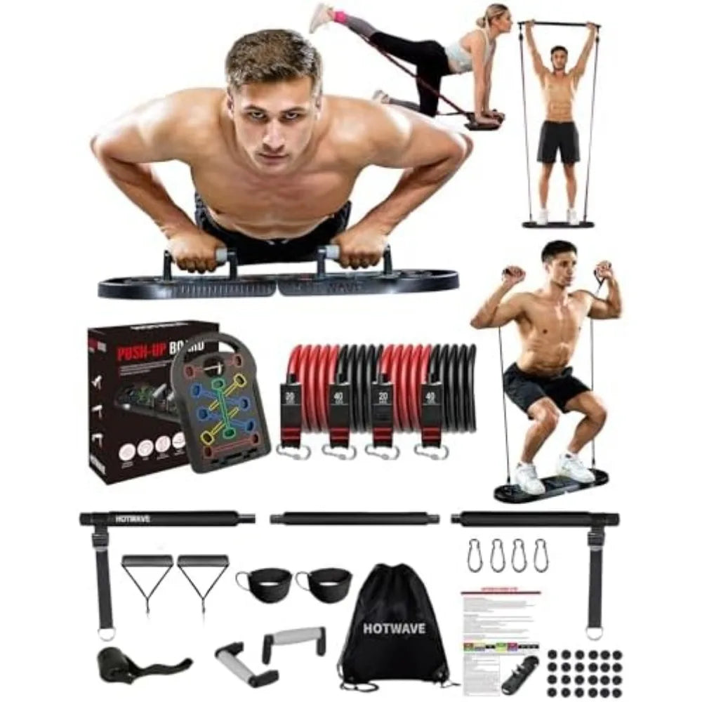 HOTWAVE Push Up Board, Portable PushUp Board, Foldable 20 in 1 Push Up Bar | Multifunctional Pushup Handles for Floor, Professional Strength Training Equipment For Men and Women at Home Gym