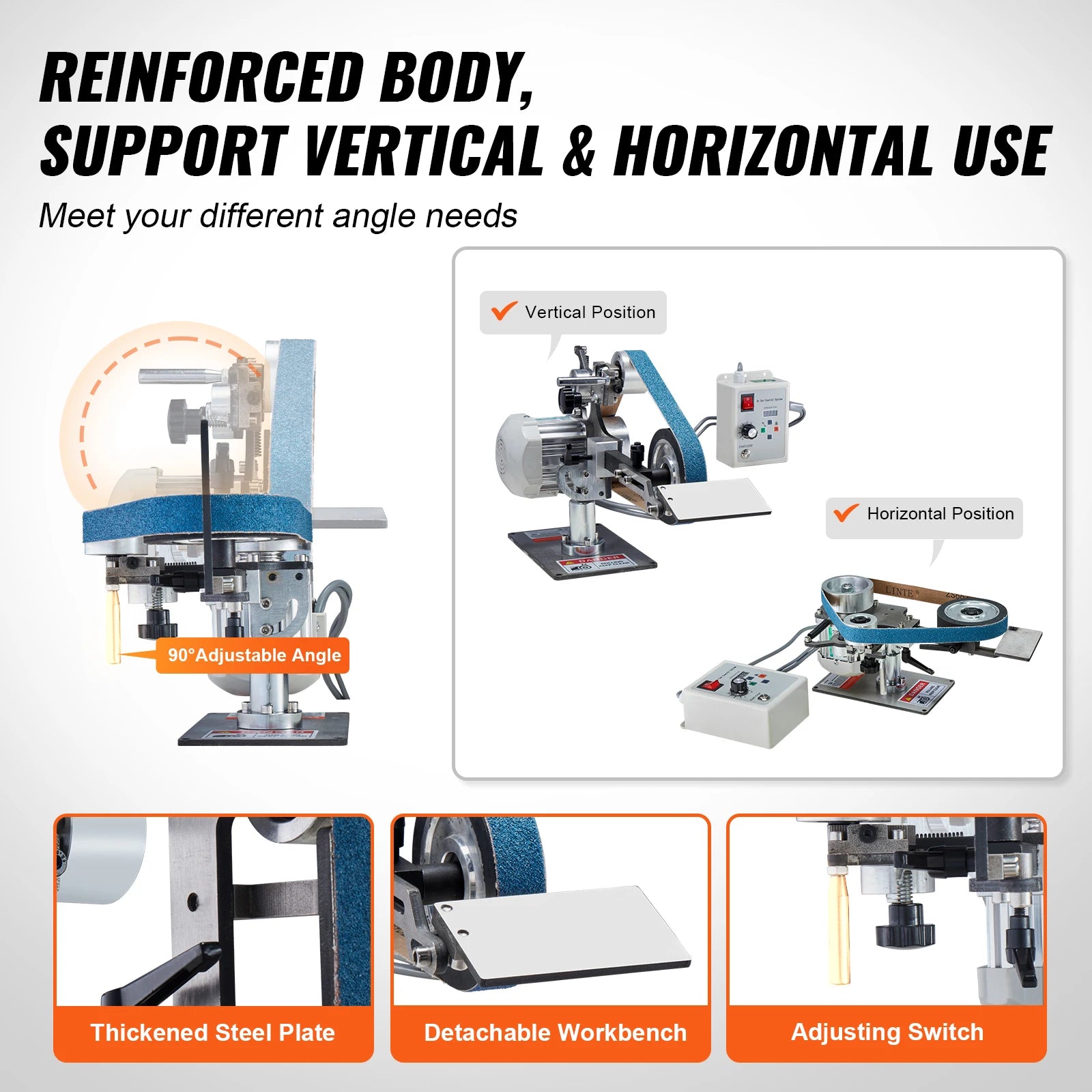 SucceBuy Belt Grinder Sander 30 x1-Inch Variable Speed Belt Polisher W/VFD 550W Grinding Polishing for Metalworking Knife Making