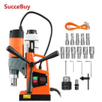 SucceBuy 11PCs Magnetic Drill Motor 1.6 in 1450W Boring Diameter 850RPM Speed 2810 lbf Portable Electric Mag Drill Press