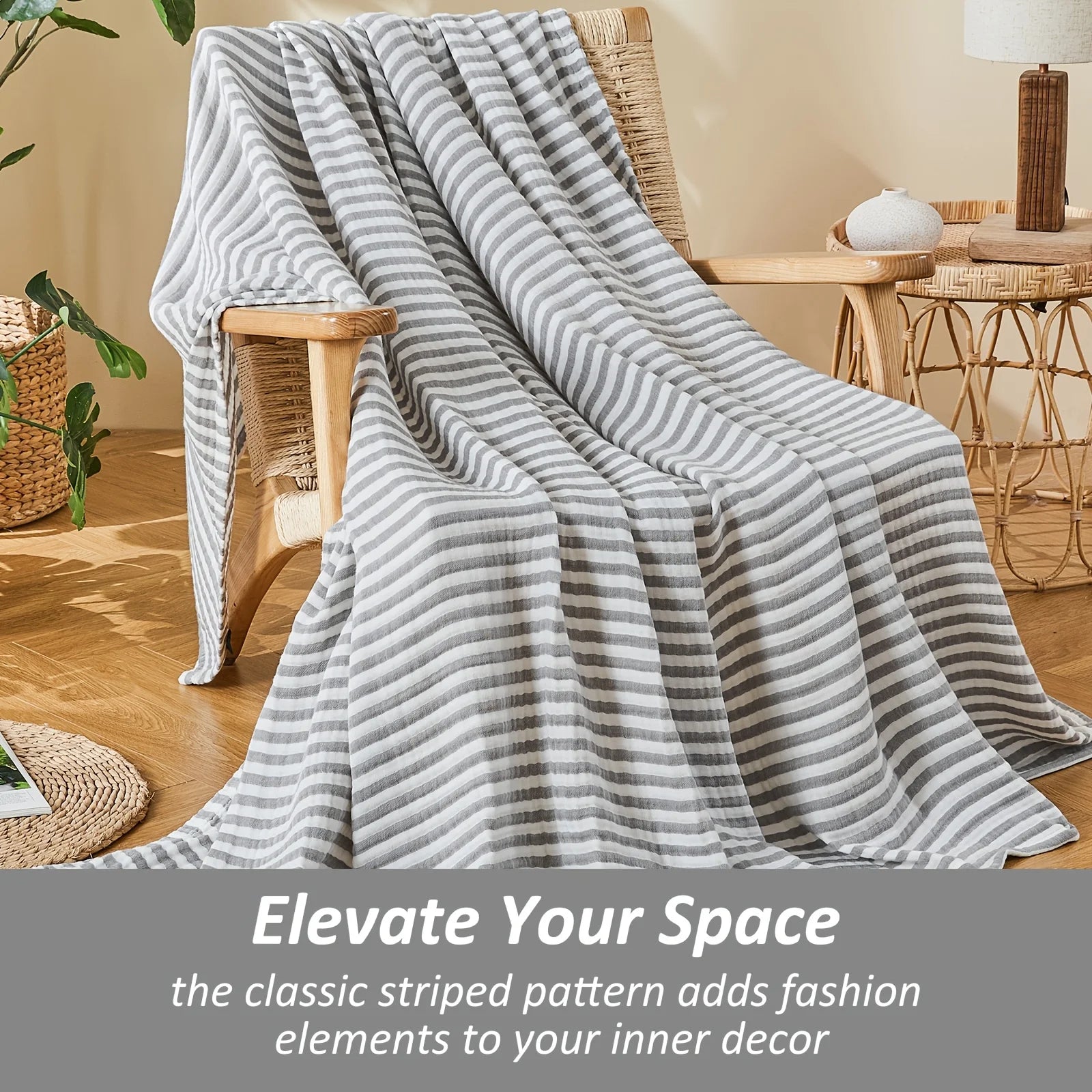 100% Cotton Muslin Blanket Breathable & Lightweight for Couch Bed, Holiday Gift, Machine Washable Cooling Summer Blanket for Hot Sleepers Multipurpose for Picnic Trip Gift for Mom