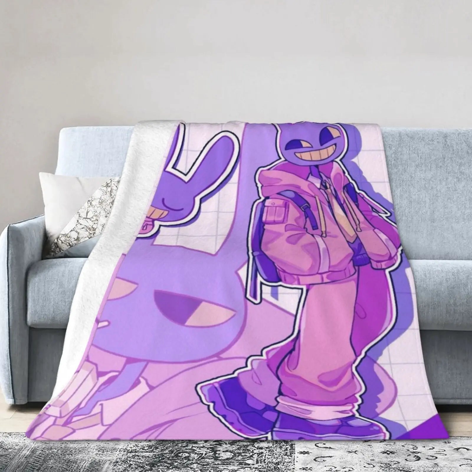 A-Amazing D-Digital Anime Circus Cozy Super Soft Flannel Blanket, Funny Game Theme Warm Throw Blanket For Living Room,Home Decor