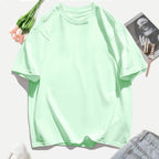 Short Sleeve T-shirt Minimalist Solid Plain Cotton O Neck Oversized Loose Sport Daily Women Summer All Season