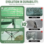 6x8ft Portable Outdoor Greenhouse Kit with Roll-Up Door, Adjustable Height, Mesh Windows, and Center Lock