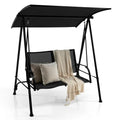 2-Seat Patio Swing Porch Swing w/ Adjustable Canopy for Garden Black Outdoor Furniture