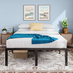 Metal Platform Bed Frame With Headboard Twin, Full, Queen, King Sizes, 16.5 UnderBed Storage, Sturdy Slats, No Box Spring Neede