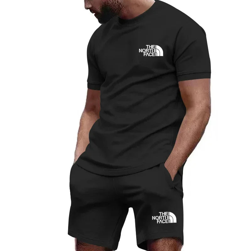Hot Selling Men's Athletic Outfit Breathable Short Sleeve Tee & Sweatpants Set Casual Sports Suit for Workout Daily Wear