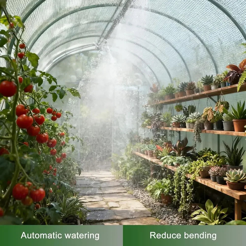 10x7x7 Heavy-Duty Walk-In Greenhouse with Portable Plastic Cover and Watering System