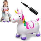 JOYFY Kids Bouncy Unicorn Horse Ride On Toys Bouncer Bouncing Animal Hopper Inflatable Hopping Toy for Birthday Christmas Gifts