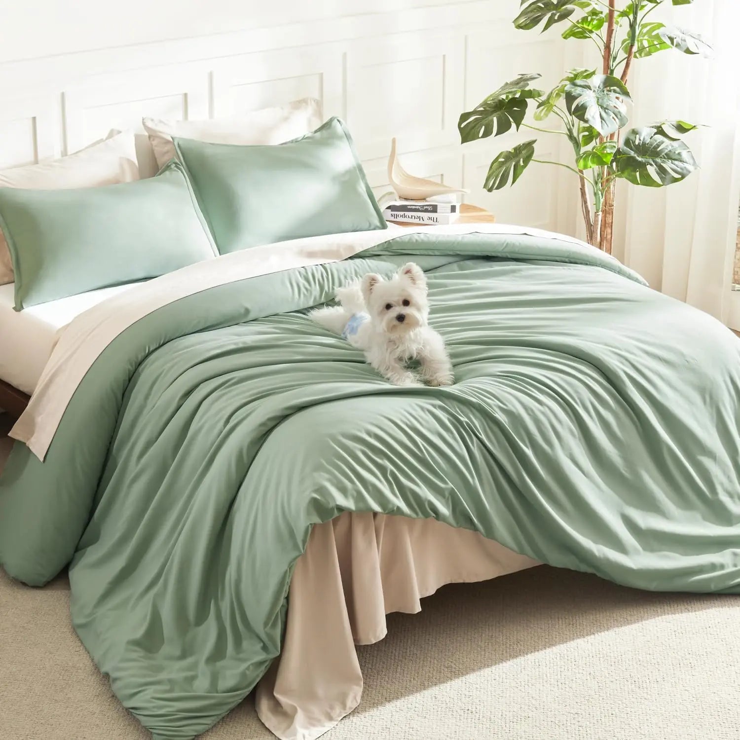 Luxury Soft 3-Piece Lightweight Comforter Set All-Season Fluffy Breathable Bedding Oversized King Queen Twin Size Solid Color Quilt with 2 Pillowcases Home Bedroom Decor Cozy Room Textiles Skin