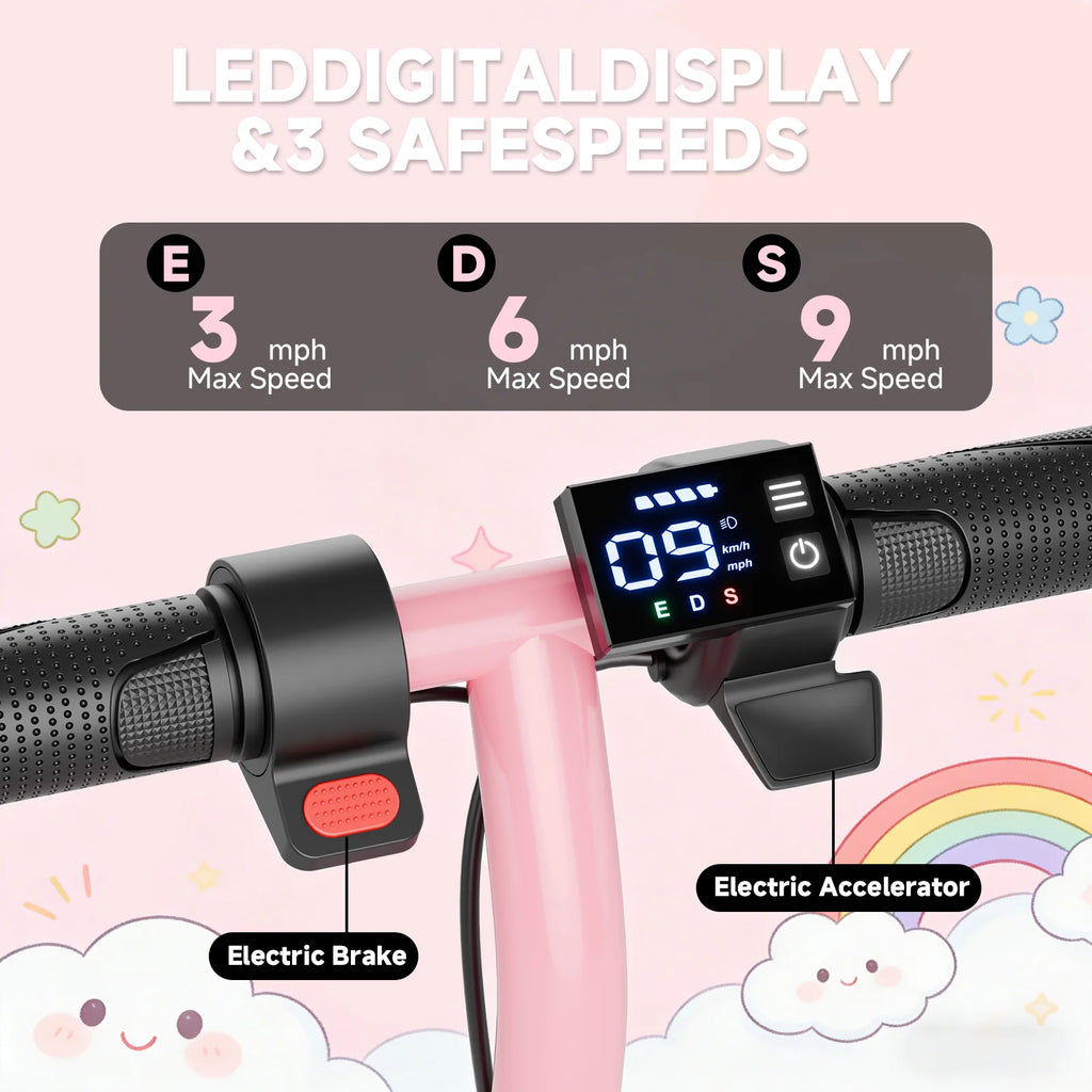 6.5‘’ Electric Scooter for Kids - 3/6/9MPH Three Speed Modes & 10Mile Max Range, 250W Motor, Solid Tires Commuter E-Scooter