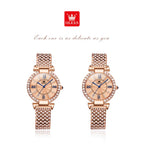 OLEVS 9942 Fashion Quartz Movement Watch For Women Full Of Diamond-set Strap Roman Scale Dial 30m Waterproof Luminous Watch
