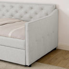 Twin Upholstered Daybed with Pop-Up Trundle and USB Charging