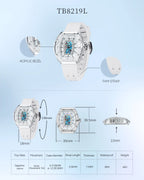 TSAR BOMBA Women’s Quartz Watch, Swiss Movement, Transparent Case, Zircon Dial, Comfortable Strap, Elegant Fashion Wristwatch