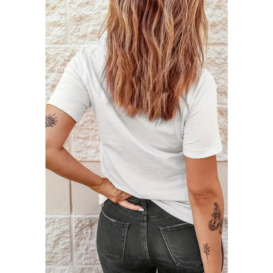 Women's White Sleeve T-Shirt with Black Heart Casual Round Neck Summer Aesthetics Short Sleeved Harajuku Streetwear Y2k Tops Te