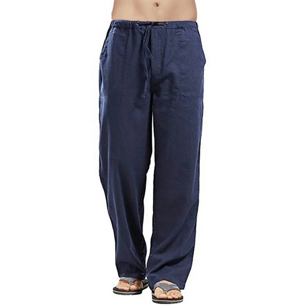 Wide Pants Spring Men's Korean Fashion Sports Streetwear Linen Oversize Trousers Yoga Pants Sweatpants Casual Daily Wear