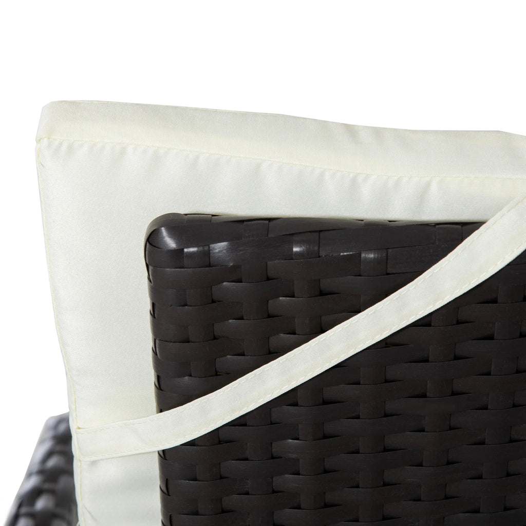 3pcs Patio Reclining Chair Set Rattan Wicker Furniture, Armchairs, Table, White