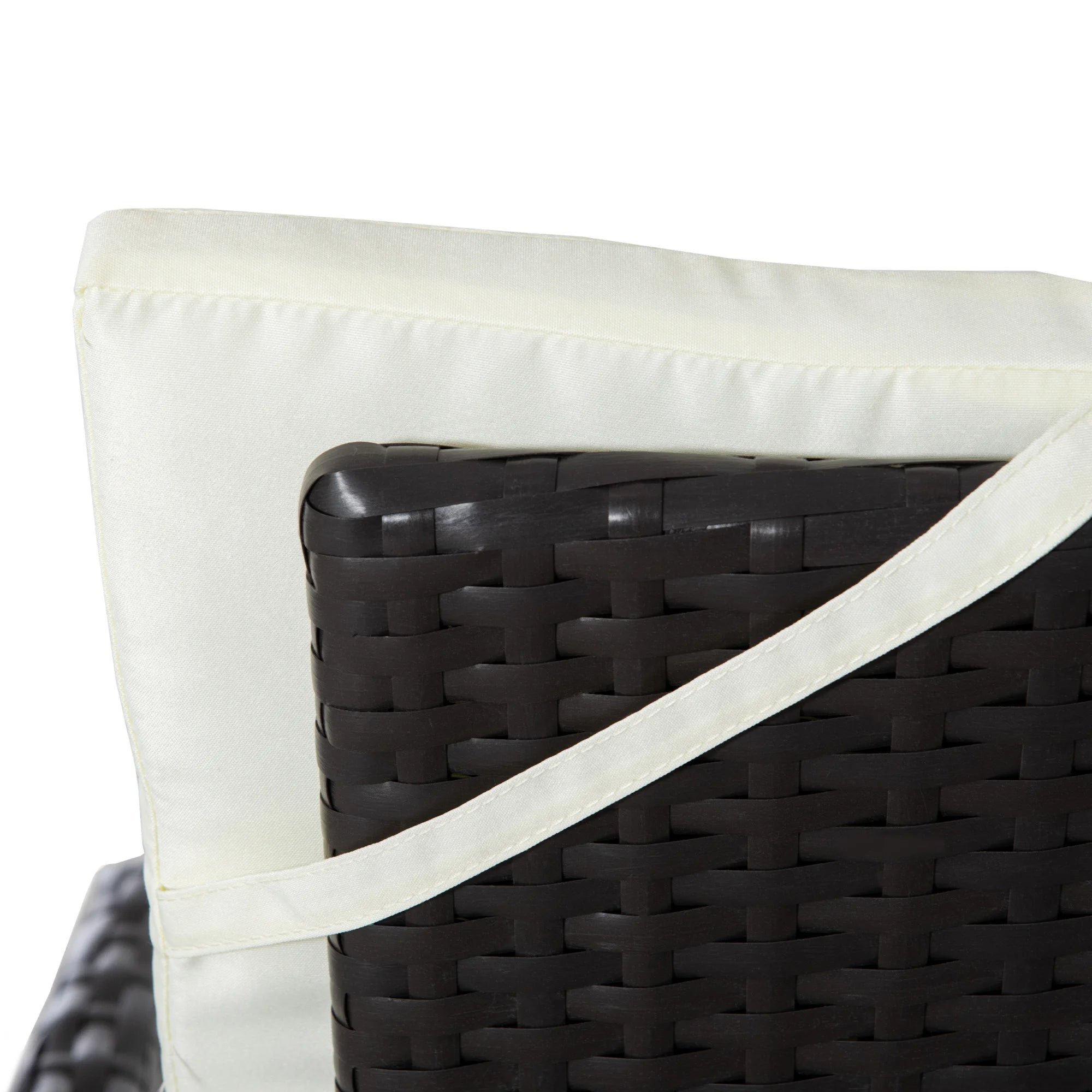 3pcs Patio Reclining Chair Set Rattan Wicker Furniture, Armchairs, Table, White
