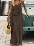 Pleated Halter Maxi Dress Elegant Women Dress Long Halter Sleeveless Backless Pleated Loose Beach Party Summer