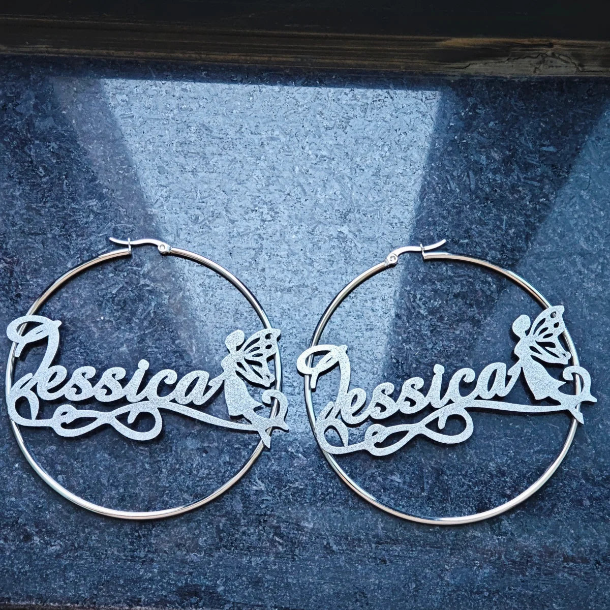 Customized Stainless Steel Earrings Frosted Earrings Personalized Name Jewelry Elf Earrings Sparkling Earrings Christmas Gifts