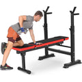Red Adjustable Folding Weight Bench for Full Body Workouts with Bar Rack - Home Gym Equipment