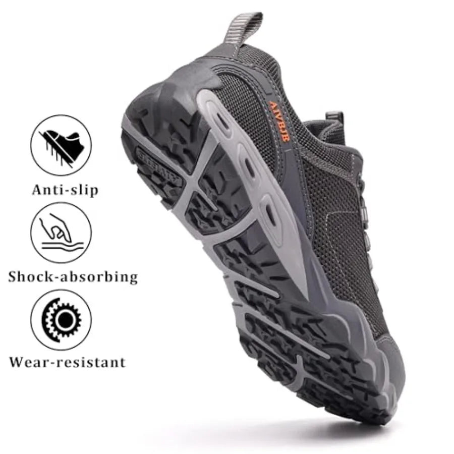 Men's Hiking Shoes Breathable Non-Slip Sneakers Mesh Walking Shoes for Outdoor Trails Trekking Training