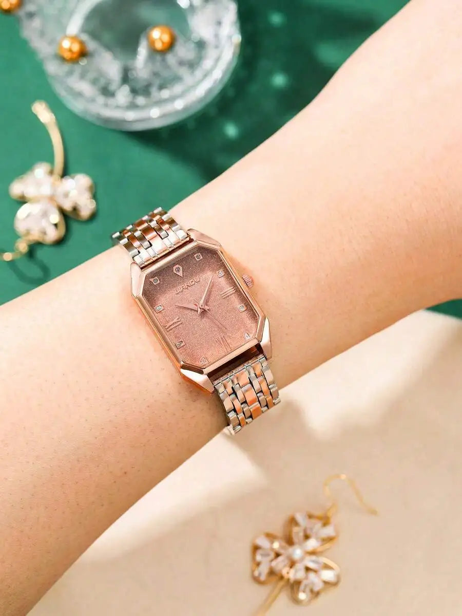 SOKI 1pc Women's Watch, Vintage Casual Fashion Minimalist Square Quartz Wristwatch, Suitable For Daily Wear, Birthday Gift,