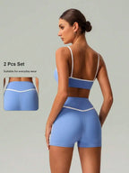 2 PCS Women Sports Bra And Shorts Set For Yoga Running