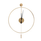 Classical Large Decorative Wall Clock with Pendulum, Modern Non-Ticking Silent Metal Wall Clocks for Living Room, Bedroom, Study, Office, 23.6" (Gold)