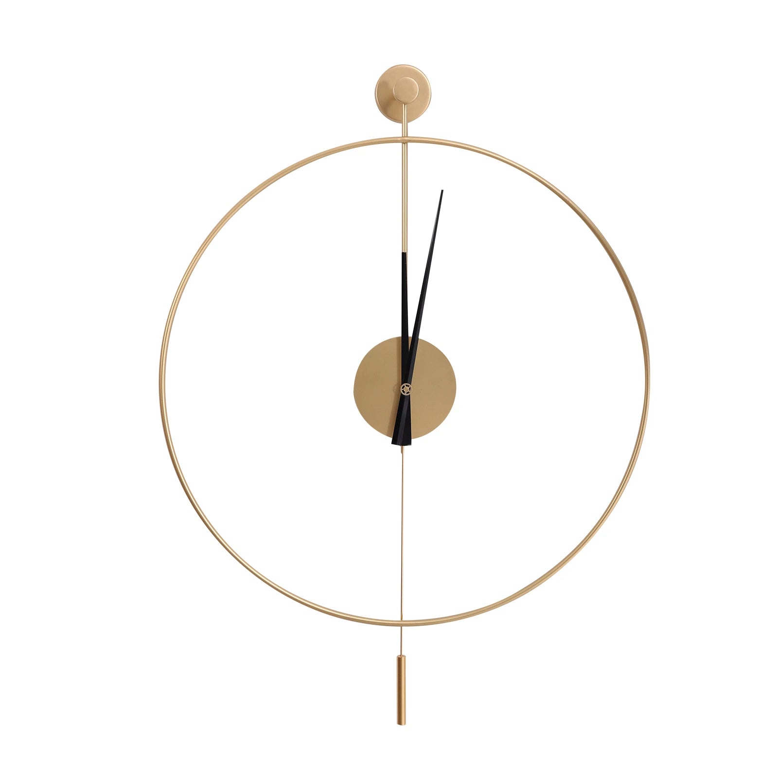 Classical Large Decorative Wall Clock with Pendulum, Modern Non-Ticking Silent Metal Wall Clocks for Living Room, Bedroom, Study, Office, 23.6" (Gold)