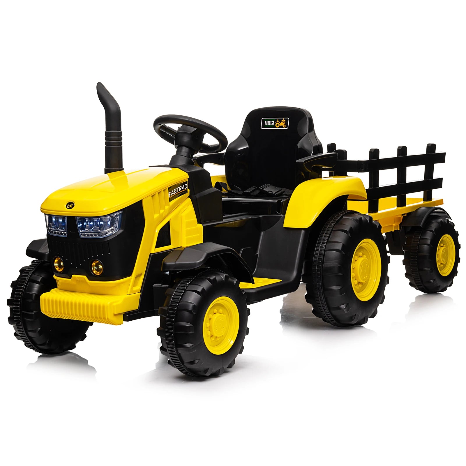 12V Kids Electric Tractor Ride On Toy With Dual Motors, 4 Wheel Battery Powered Farm Vehicle, 4 MPH Toddler Quad For Ages 3-6