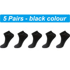 New 5Pairs High Qualty Men Bamboo Fiber Socks Short Summer Breatheable Anti-Bacterial Man Ankle Socks Busines Plus size EU38-46