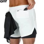 Sports Shorts Jogging Training Quick Dry 2-in-1 Double Layer Elastic Waist Taffeta Regular Fit Summer Men Single Pair