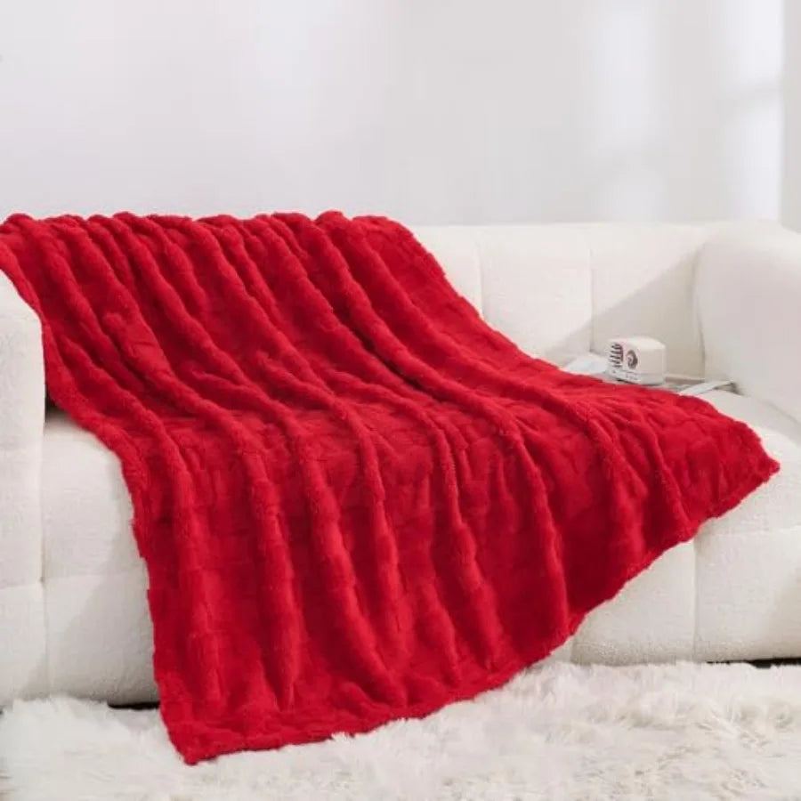 Fleece Throw Blanket 50"×60" for Couch Sofa Bed, Super Soft Cozy Plush Microfiber Flannel Blanket with 3D Checke Design Lightwe