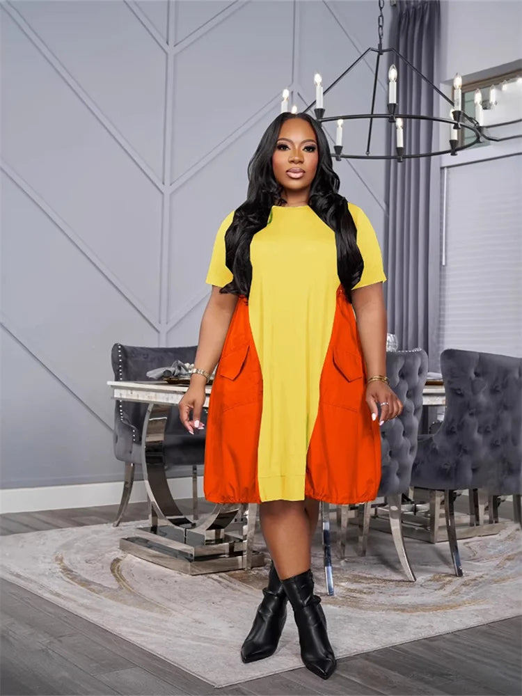 Wmstar Plus Size Dresses for Women 2025 Casual Sweet Elegant Loose Holiday Summer Clothes Midi Dresses Wholesale Dropshipping