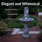 42-Inch Outdoor LED-Illuminated Water Fountain for Garden, Patio, and Decks