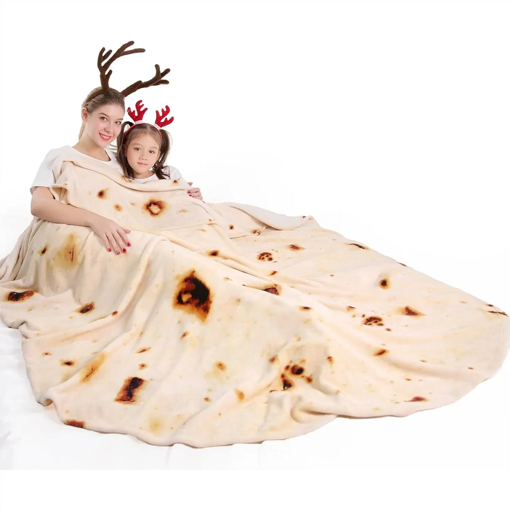 Giant Tortilla Throw Blanket 71 Inches for Adults Kids, Realistic Flannel Food Blanket Funny Gifts for Women Men