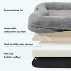 Portable Human Dog Bed Washable Large Size Non Slip Bottom Comfortable Plush Giant Size Dog Bed with Blanket and Pocket for Home