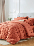5Pcs/7-Pcs Queen Pinched Pleat Bed Comforter Sets Queen - Luxurious, Soft, Breathable, And Cooling Summer Bedding For All Season